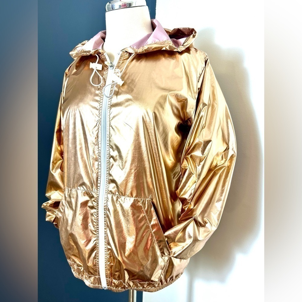 NEW! GOLD METALLIC FESTIVAL JACKET Forever 21 Active Size Small Oversized - Picture 3 of 9